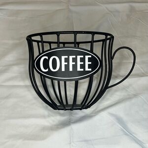 Black 'Coffee' Wire Mug-Shaped Countertop Basket